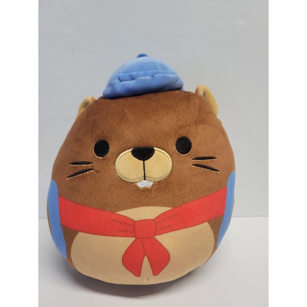 Squishmallows Chip the Beaver 8 Inch‎ Explorer Plush Brown Blue Beret Backpack